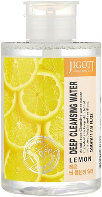 Jigott вода очищающая с экстрактом лимона Deep Cleansing Water Lemon, 530 мл - фото 5653