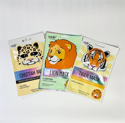 Epielle Набор тканевых масок с животными Animal Mask 3 шт (tiger,lion,cheetan) - фото 7508