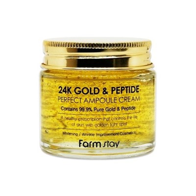 Антивозрастной крем с частичками золота и пептидами Farm Stay 24K Gold & Peptide Perfect Ampoule Cream, 80мл - фото 4634