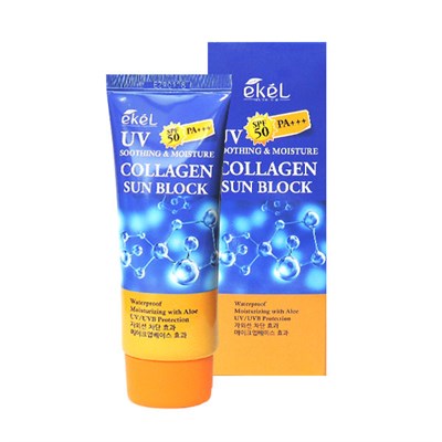Солнцезащитный крем для лица и тела c коллагеном Ekel Soothing & Moisture Collagen Sun Block SPF - фото 4774