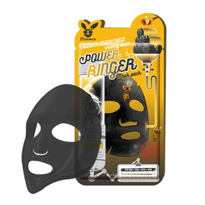Тканевая маска д/лица Elizavecca Black Charcoal Honey Deep Power Ringer Mask Pack - фото 4854