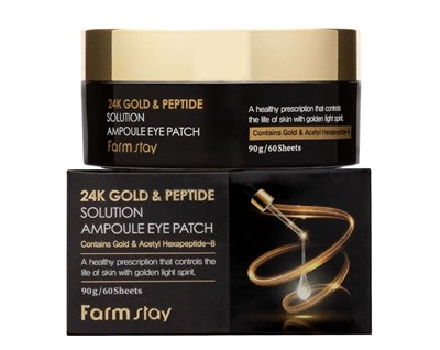 Патчи с пептидами и золотом Farm Stay 24K Gold & Peptide Solution Ampoule Eye Patch - фото 5122