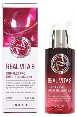 Enough Real Vita 8 Complex Pro Bright up Ampoule Сыворотка для лица с витаминным комплексом, 30 мл - фото 5602