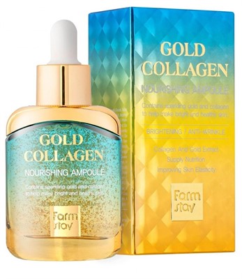 Farmstay Gold Collagen Nourishing Ampoule Ампульная сыворотка для лица с золотом и коллагеном, 35 мл - фото 5783