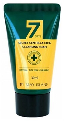 MAY ISLAND пенка для умывания с центеллой азиатской 7 Days Secret Centella Cica Cleansing Foam, 30 мл - фото 6004