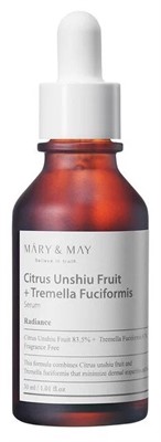 Сыворотка с экстрактом цитруса и ледяного гриба Mary & May Citrus Unshiu Fruit + Tremella Fuciformis Serum 30ml - фото 6975