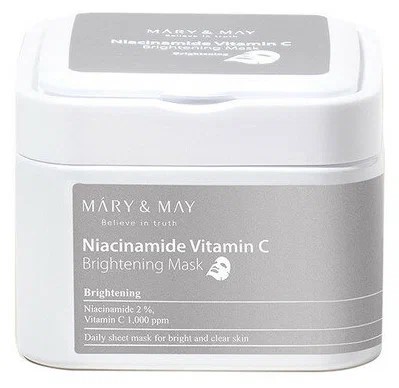 Набор тканевых масок осветляющих Mary & May Niacinamide Vitamin C Brightening Mask 30 шт - фото 6977