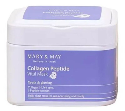 Набор тканевых масок c коллагеном и пептидами Mary & May Collagen Peptide Vital Mask 30 шт - фото 6979