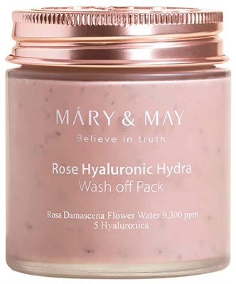 Маска глиняная для лица с экстрактом розы и гиалуроновой кислотой Mary & May Rose Hyaluronic Hydra Glow Wash Off Pack 125 гр - фото 6983