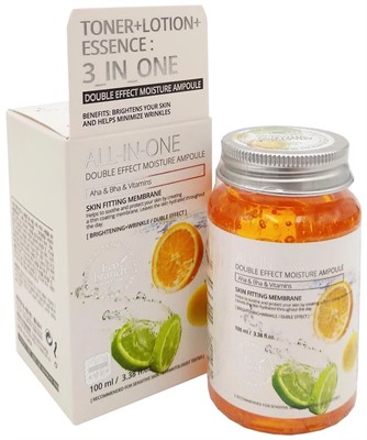 Ампульная сыворотка 3 в 1 с фруктовыми кислотами и витаминами Eco Branch Toner-Lotion-Essence 3 in 1 Aha Bha Vitamins, 100 мл - фото 7125