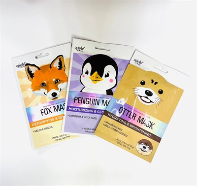 Epielle Набор тканевых масок с животными Animal Mask 3 шт (otter,fox,penguin) - фото 7492