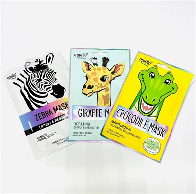 Epielle Набор тканевых масок с животными Animal Mask 3 шт (crocodile,giraffe,zebra) - фото 7551