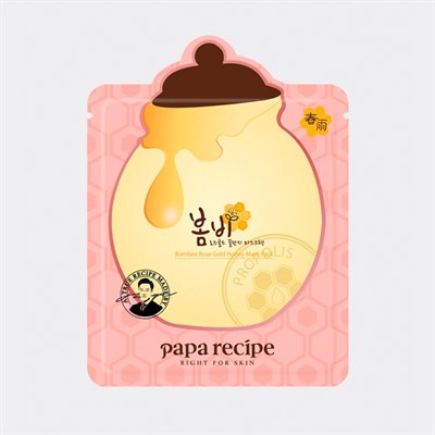 Увлажняющая тканевая маска для лица с экстрактом розы, мёдом и золотом Papa Recipe Bombee Rose Gold Honey Mask Pack - фото 7927