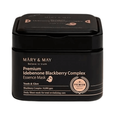 Набор антиоксидантных масок с идебеноном Mary&May Premium Idebenone Blackberry Complex Essence Mask 20шт - фото 8002